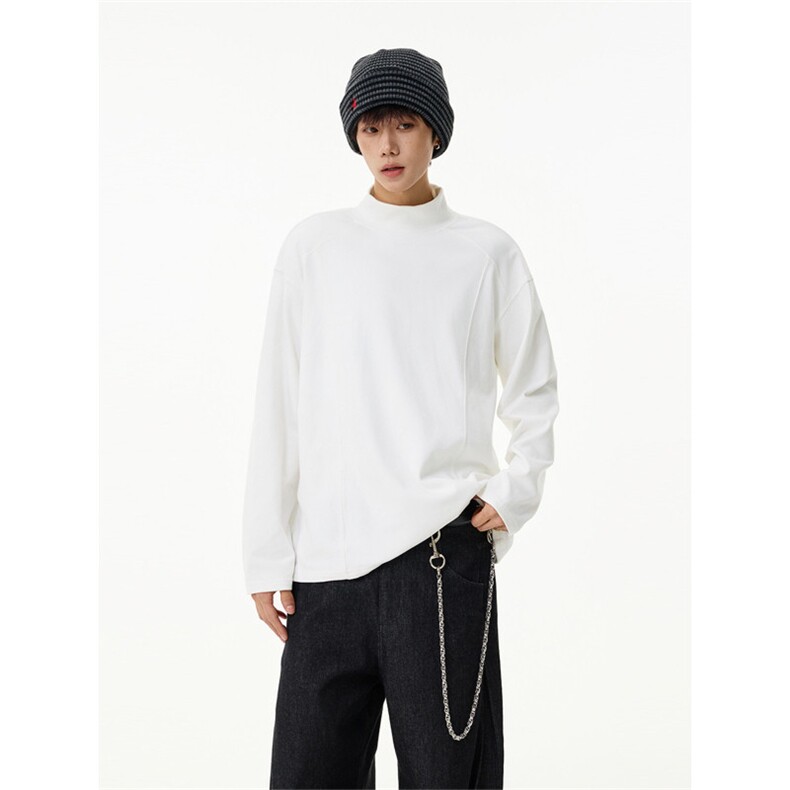 1506/QE690/P34美式复古cleanfit基础简约打底男女百搭内搭上衣潮图片
