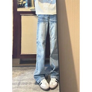 【有货】NZ455LL-特P42 冰蓝闪电纹水洗牛仔裤男女直筒裤子图片
