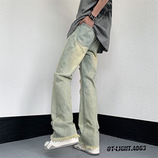 2023夏季美式高街破洞毛边小众弹力牛仔裤货号K723P65，男装牛仔裤，电商A063