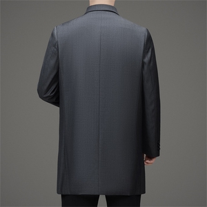 MJ81802春秋新款男士中长款风衣大翻领商务领导服男装纯色外套图片
