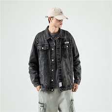 JK820-p80M-5X无影墙ins牛仔夹克绣花破洞大码男日系CITYBOY，男装夹克，星座103A