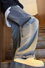 美式复古星空纹牛仔裤高街设计感潮牌垂感直筒KZ47D123--TP45，男装牛仔裤，电商A247C