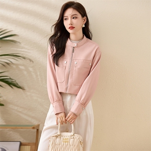 现货复古短款皮衣外套女2024春秋新款PU皮机车服秋季女式皮夹克图片