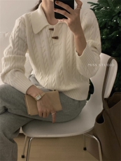 2025年秋季常规通勤套头单件长袖牛角扣，女装羊毛衫，佳弈羊绒