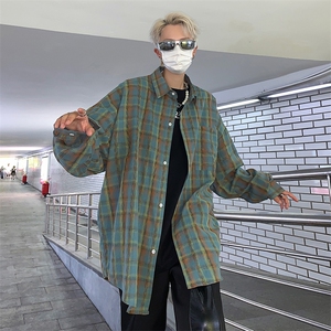 格子长袖衬衫男秋季新款复古设计感小众潮牌痞帅衬衣外套S992-P42图片
