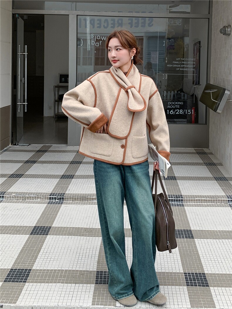 210-3289-P185-k2582025年冬季韩系围巾款小香风上衣2025新款,女装短外套,浙宝210（原浙宝191）