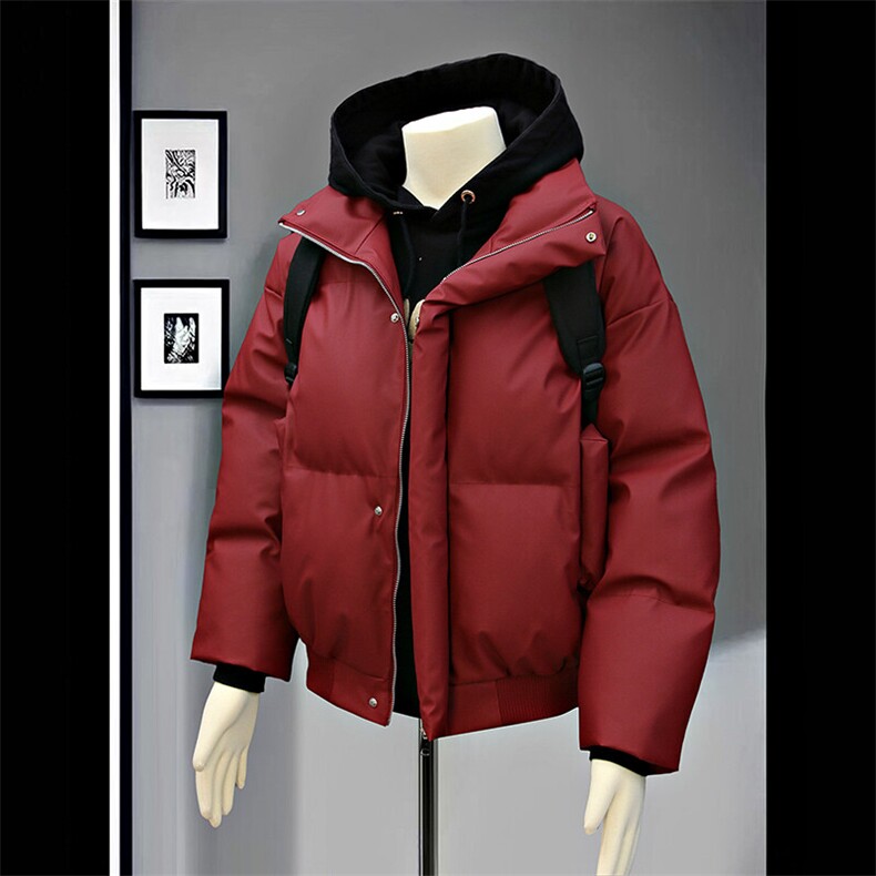 PU皮高街风显高冬季纯色加厚棉服防风保暖皮衣外套MY530 P85图片