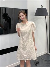 韩版蝴蝶结手工钉珠连衣裙，女装连衣裙，炅缇恩