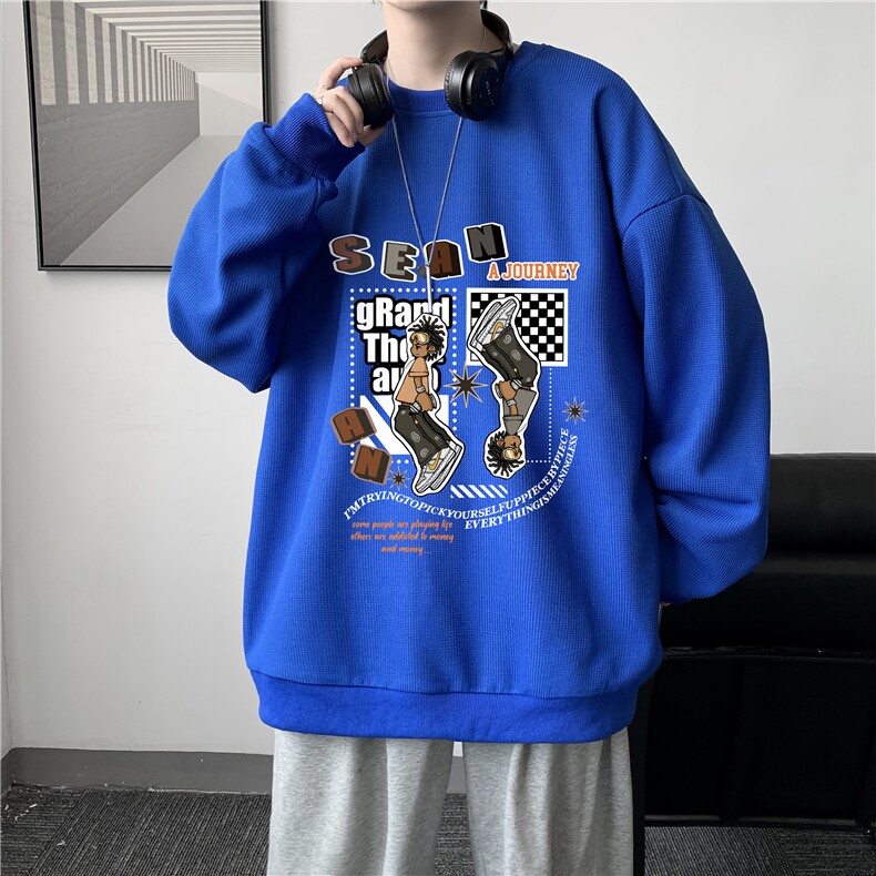 华夫格卫衣圆领卫衣男大码长袖t恤男外套HW76282-P30,男装卫衣,电商A040