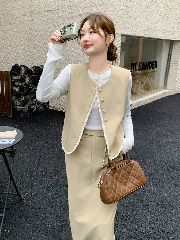夏季半身裙马甲时尚两件套女,女装套装/套裙,秋水欣儿