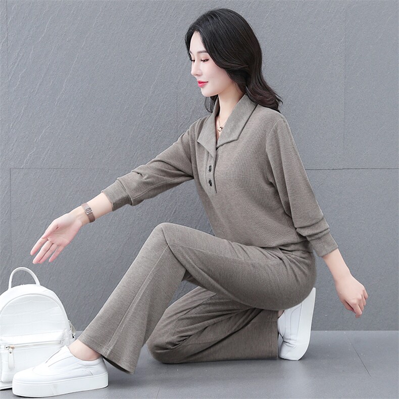 高品质休闲套装女2025春秋新款百搭时尚减龄妈妈卫衣两件套长袖,女装套装/套裙,燕颉服饰