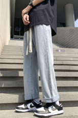 2025春夏款牛仔裤男宽松直筒裤子港风阔腿拖地休闲裤H026-p42主推，男装牛仔裤，星座224-1