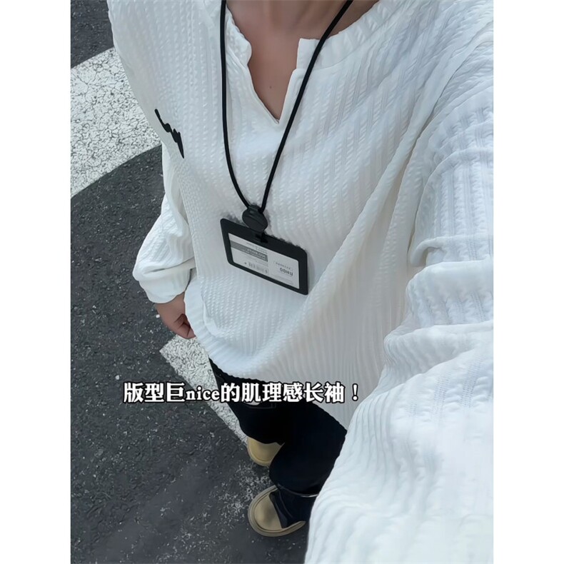 XZ809A/VVV12/P35/控48 美式V领肌理感硅胶印花百搭长T恤卫衣图片