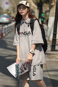 2024夏装青少年时尚半袖套装字母印花短裤T恤男女 6623-P70控价98图片