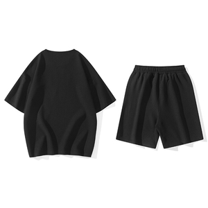 2025夏季新款运动服短袖T恤运动套装潮男痞帅一套搭配宽松短裤P45图片