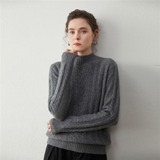 2025年秋季新款百搭女士半高7针双扭花，女装羊绒衫，蒂暖羊绒