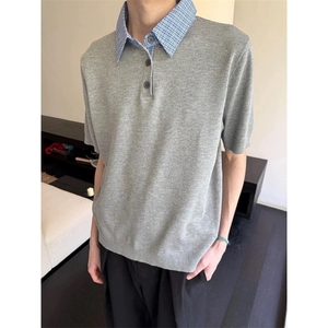 XZ-1005-1-TTH432-P68撞色拼接学院风Polo衫凉感针织短袖miu系