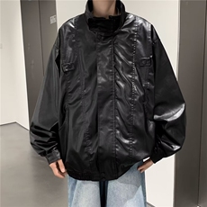 春秋机车PU皮衣外套男士痞帅ins潮流帅气休闲夹克A67P75，男装夹克，星座1116-2