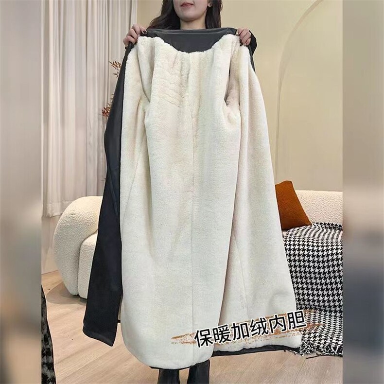 加绒加厚皮衣外套女2024秋冬季新款毛茸茸皮毛一体大衣保暖棉衣女,女装皮衣,红依娜