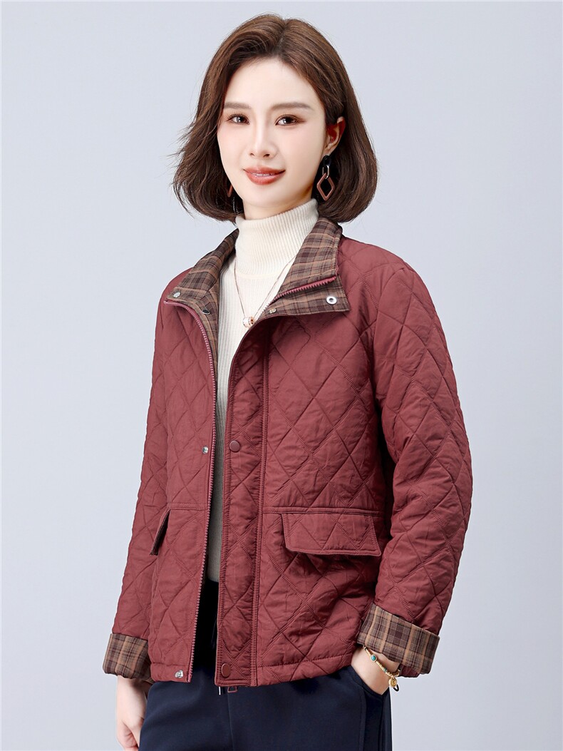 长期现货妈妈装夹棉厚外套女短款2026秋冬薄棉棒球服洋气轻薄棉服,女装短外套,璐依舞