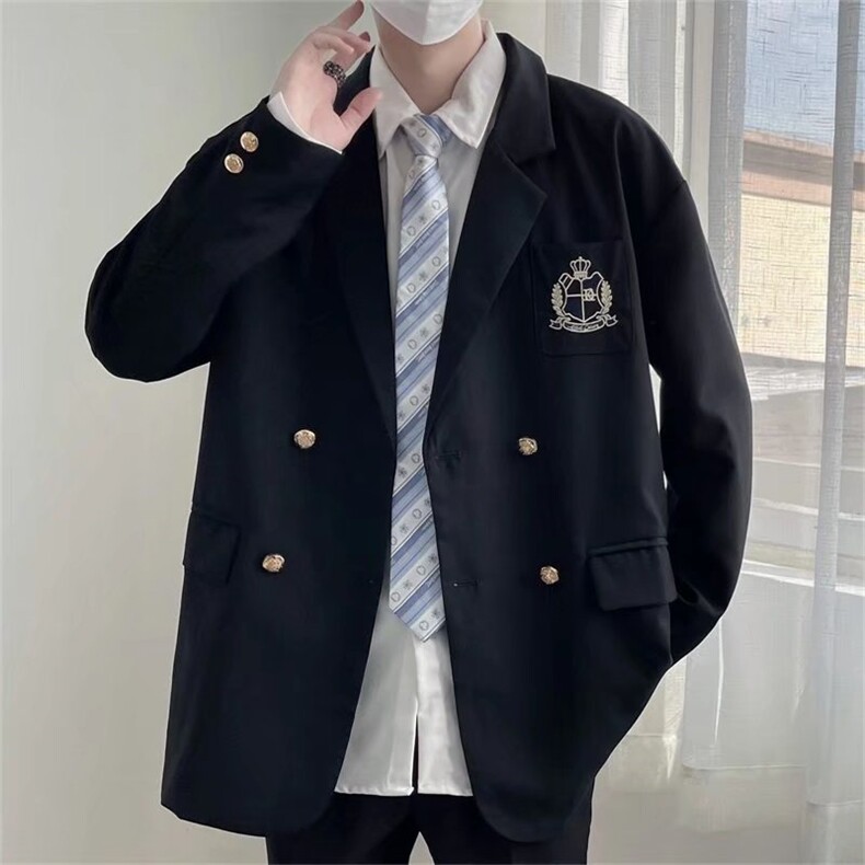 学院风西服潮男休闲ins制服小西装韩版2024春季宽松班服W5668-P55,男装西服,星座412-3