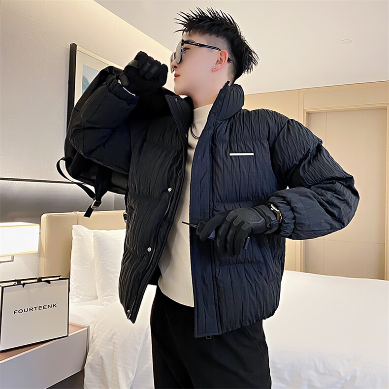 AY71/P138控178冬季社会小伙褶皱纹痞帅潮牌百搭棉服外套男黑首1,男装棉衣,星座305B-1