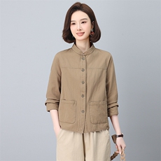 立领纯棉衬衫休闲单排多扣，女装衬衫，小林双子