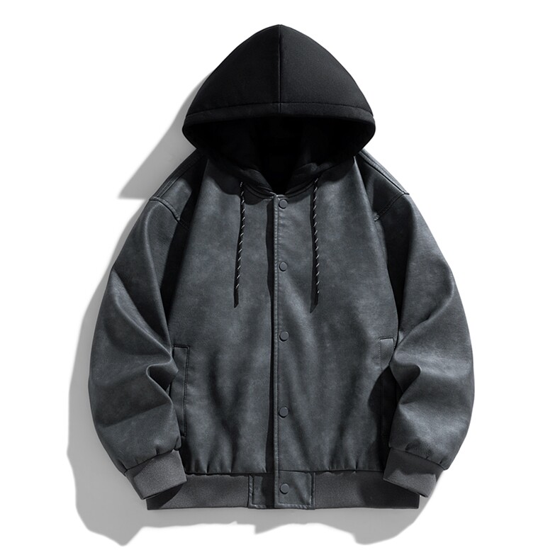 假两件机车服皮衣外套男高级感痞帅宽松休闲pu皮夹克JK0196-P93图片