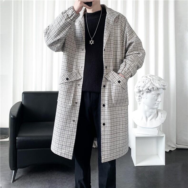 秋冬毛呢大衣男风衣男中长款小香风提花F711-P115爆景B，男装风衣，星座401