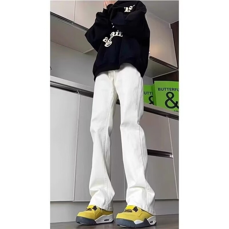 高个子cleanfit显瘦裤子男春秋季美式高街潮牌直筒微喇叭休闲长裤,男装牛仔裤,星座218-1（原230）