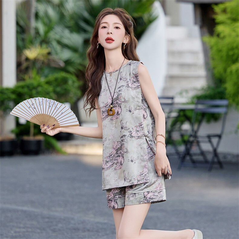 独特气质穿搭新中式G风时尚防晒上衣短裤套装女2025夏季新款潮品,女装套装/套裙,意芙