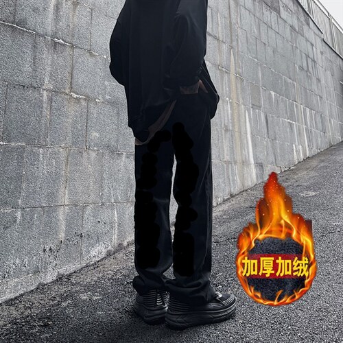 暗黑风裤子高街ins潮男印花牛仔裤加绒N928P45常规35图片