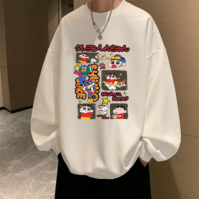 华夫格卫衣圆领卫衣男大码长袖t恤男外套 HW76311-P30加绒款-P40图片