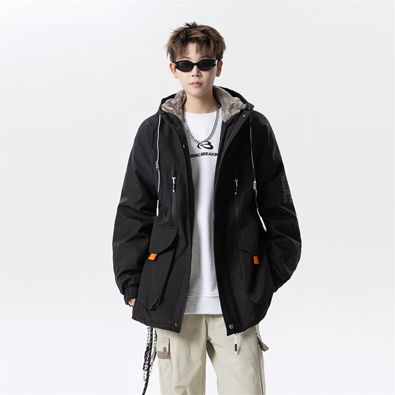 冬季外套加绒加厚潮牌夹克连帽宽松保暖派克服A436-D209-P80,男装夹克,电商A436