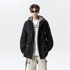 冬季外套加绒加厚潮牌夹克连帽宽松保暖派克服A436-D209-P80，男装夹克，电商A436
