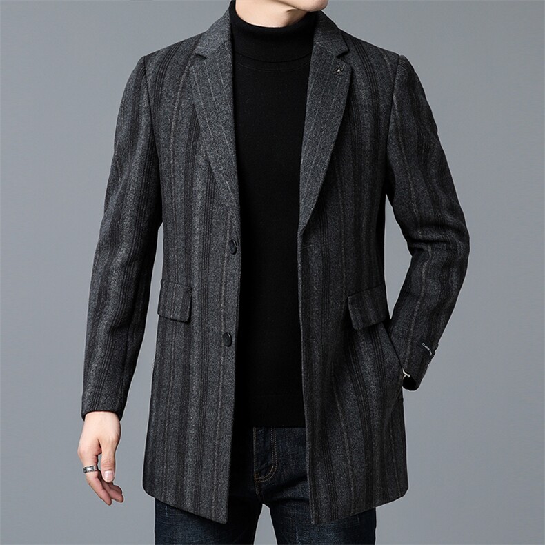 DZ93316钱塘2020-3冬季厚款商务休闲简约中年男士毛呢大衣P300图片