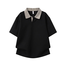 千鸟格拼接短袖polo衫男款夏季美式高街翻领t恤半袖T065-P30，男装T恤，星座308B-2