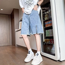 日系宽松版牛仔短裤男薄款夏季宽松毛边拉链五分裤D08，男装牛仔裤，星座1116A-1（原606A）