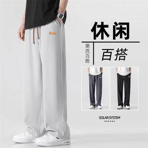 高街直筒休闲裤男日系简约纯色阔腿长裤坠感拖地裤  1229-特批27图片