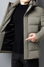 冬季中年新款羽绒服男连帽加厚保暖休闲中长款白鸭绒外套爸爸装，男装羽绒服，钱塘6003（原4033）