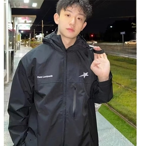 美式机能风连帽冲锋衣外套潮牌户外防水登山服飞行员夹克JKV42图片