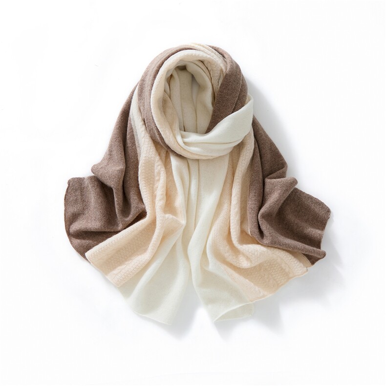 2025年秋季新款百搭女士三色拼色保暖围巾，围巾，西欧羊绒