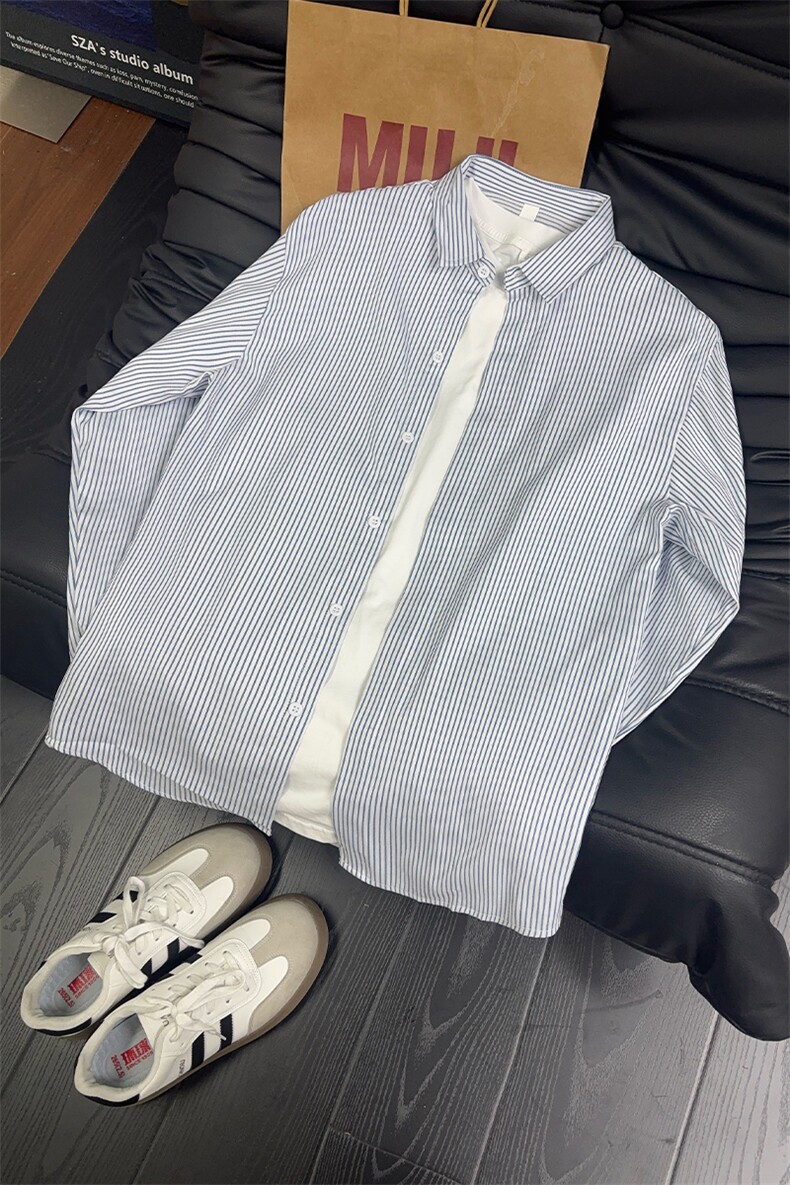 B221美式ins高街暗黑宽松条纹长袖衬衫SY2551-特P30控59,男装衬衫,电商B221