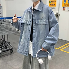 复古绿色牛仔外套男春秋季新款ins港风痞帅上衣工装夹克JK331，男装夹克，星座1116A-1（原606A）