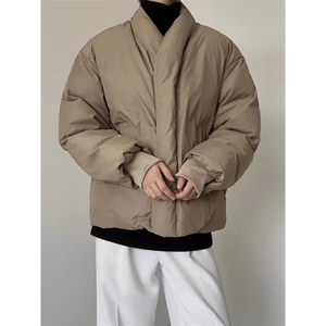 现货MH02-P125 设计感无领棉服简约纯色保暖棉衣加厚外套男图片