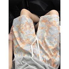 美式扎染提花短裤男夏季薄款高街vibe直筒裤子潮牌休闲宽松五分裤，男装牛仔裤，电商B221
