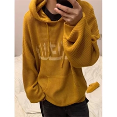 【005】秋冬情侣字母提花毛衣宽松连帽套头针织衫男A079-M07-P58，男装针织衫/毛衣，电商A079