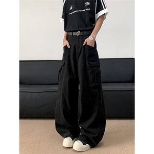 美式复古水洗工装长裤男春夏季直宽松大口袋弯刀休闲裤KZ0124-P63图片