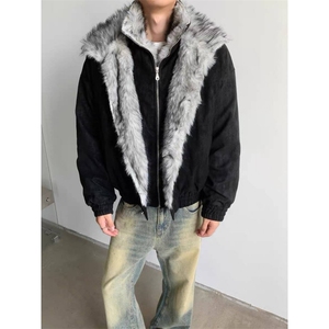 网图 老钱风 狼王座灯芯绒皮假两件座山雕棉服外套 W1905/特P148图片