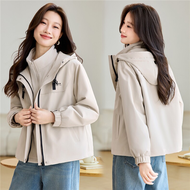 2026年春季派克服可拆卸两件套摇粒绒内胆外套冲锋衣，女装派克服，简韵佳